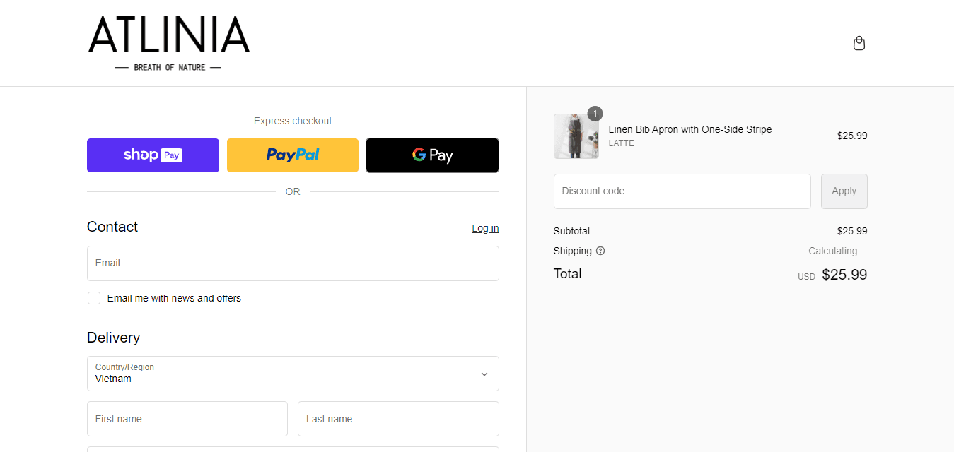 How to apply ATLINIA coupon code
